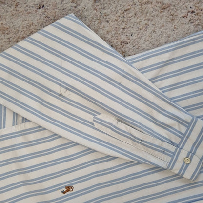 Ralph Lauren OXFORD SHIRT BLAKE 100% COTTON STRIPE - White - Size L