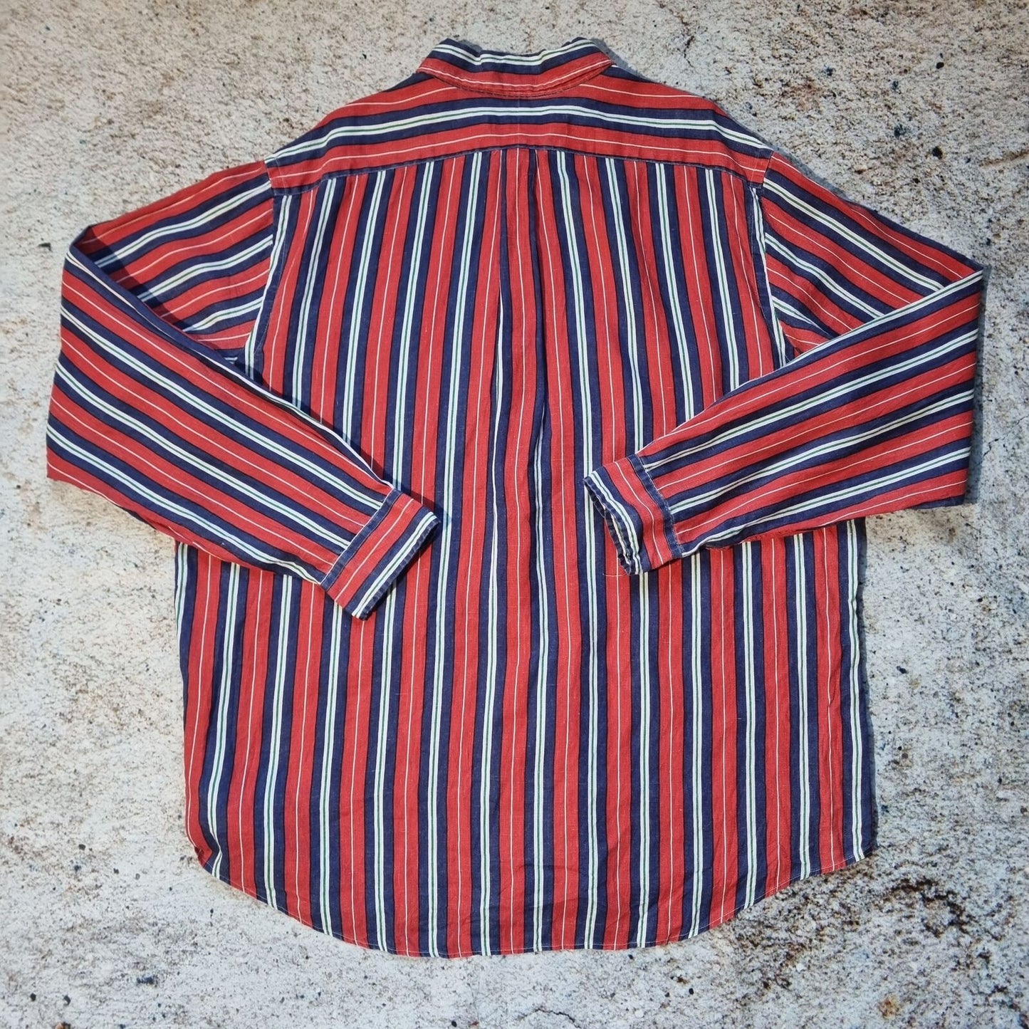 Ralph Lauren OXFORD SHIRT 100% LINEN STRIPE - Red - Size XXL