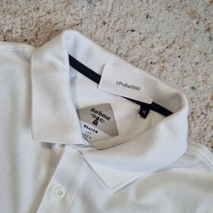 BARBOUR BEACON POLO SHIRT  - WHITE - Size M