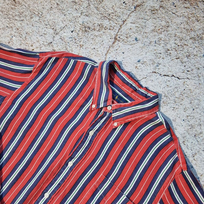 Ralph Lauren OXFORD SHIRT 100% LINEN STRIPE - Red - Size XXL