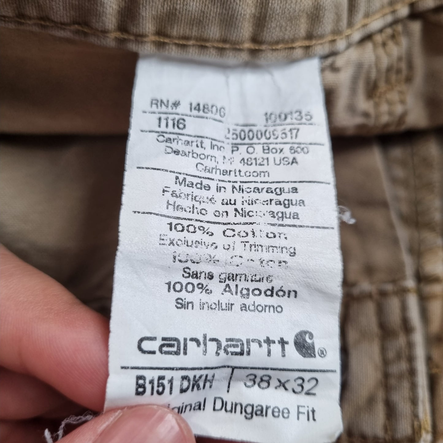 CARHARTT TROUSERS DUNGAREE FIT CARPENTER WORKWEAR PANTS - Brown - W38 L30