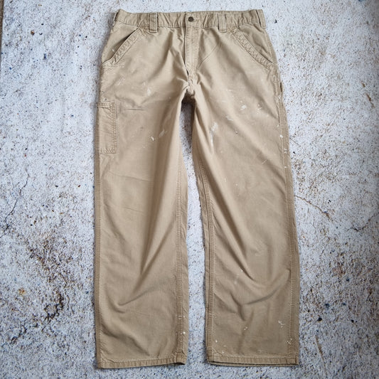 CARHARTT TROUSERS DUNGAREE FIT CARPENTER WORKWEAR PANTS - Brown - W38 L30