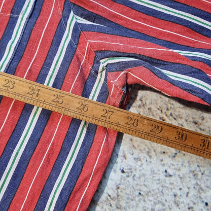 Ralph Lauren OXFORD SHIRT 100% LINEN STRIPE - Red - Size XXL