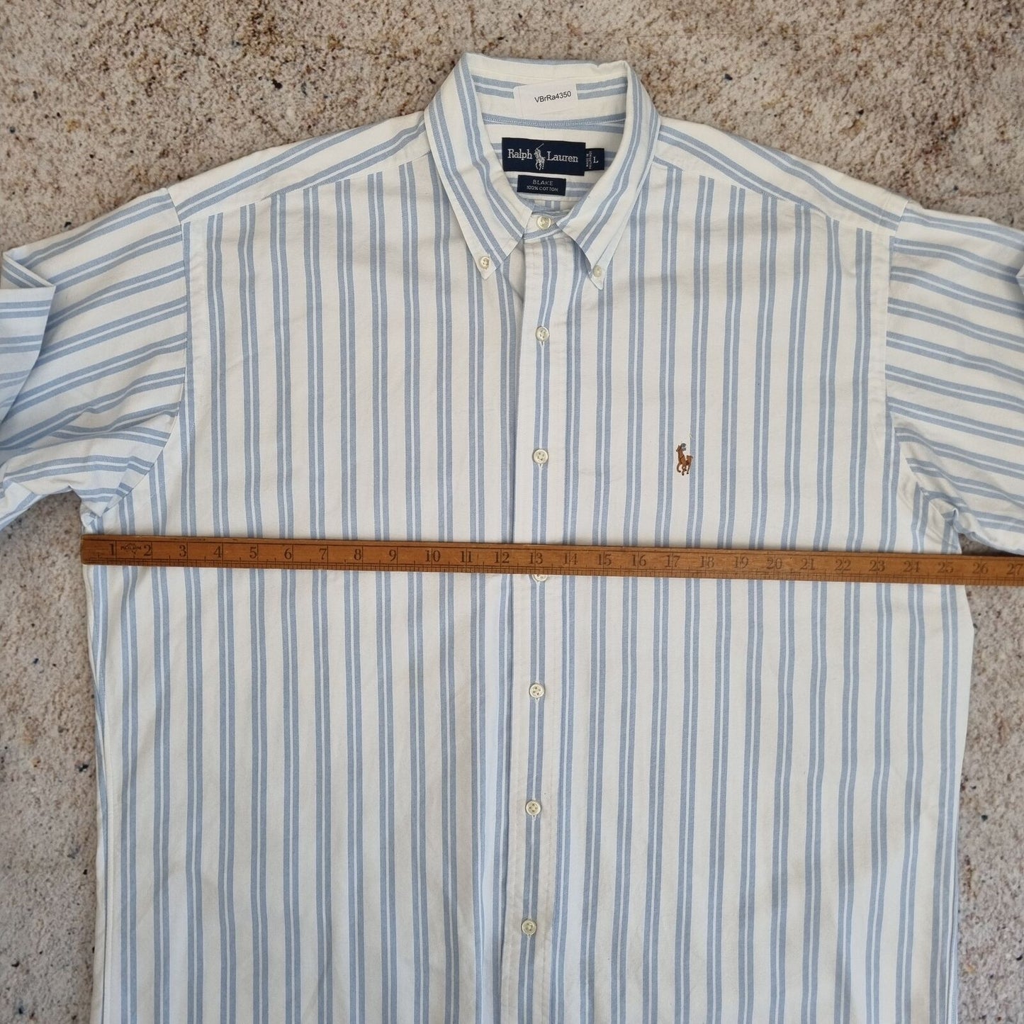 Ralph Lauren OXFORD SHIRT BLAKE 100% COTTON STRIPE - White - Size L