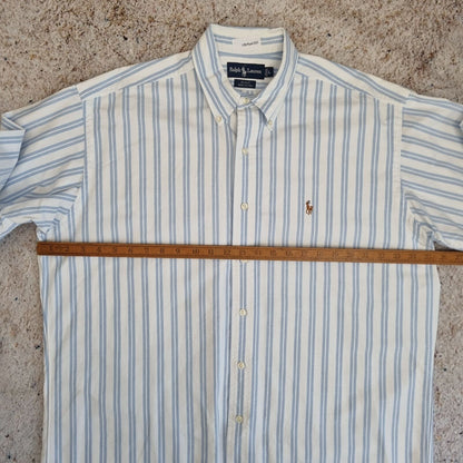 Ralph Lauren OXFORD SHIRT BLAKE 100% COTTON STRIPE - White - Size L