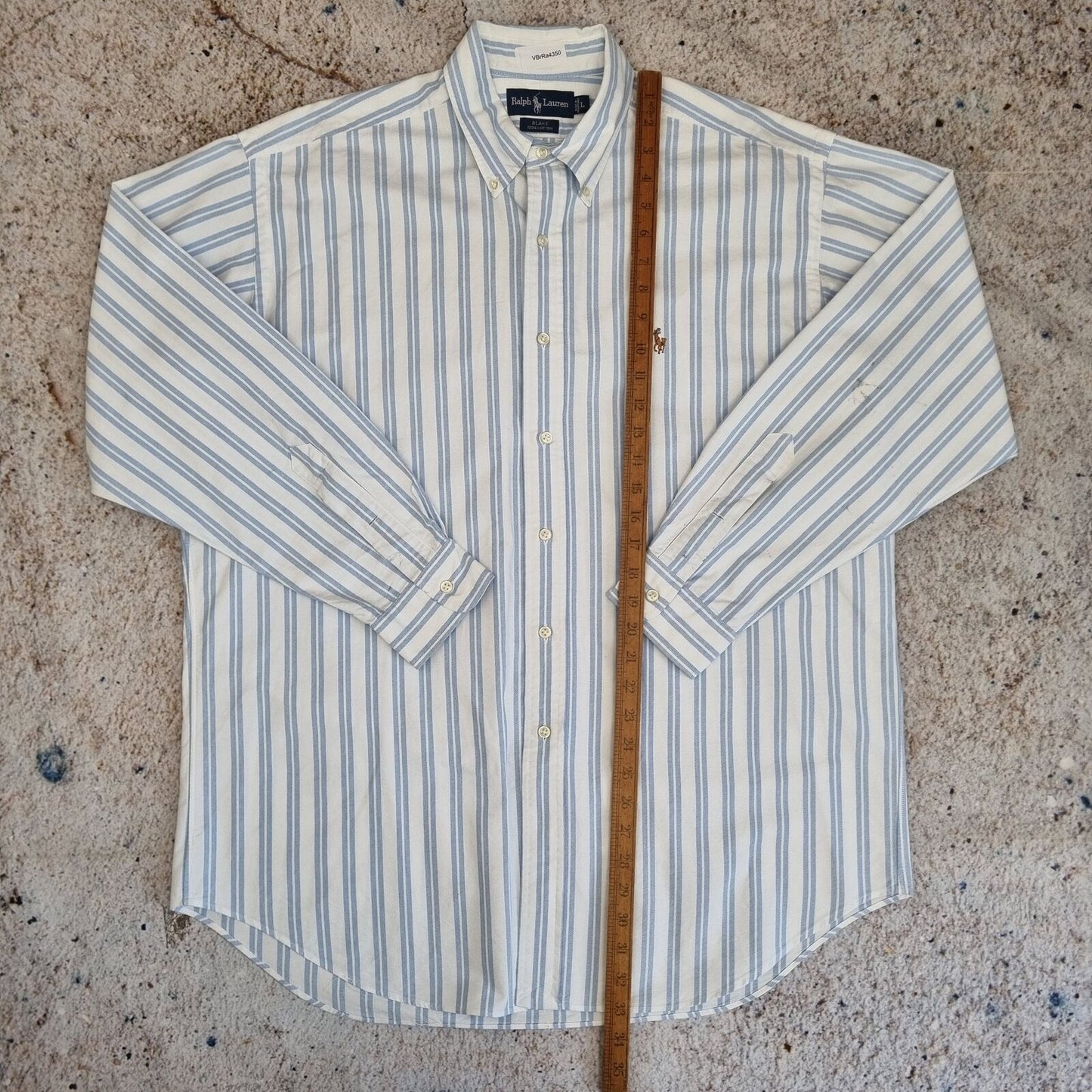 Ralph Lauren OXFORD SHIRT BLAKE 100% COTTON STRIPE - White - Size L