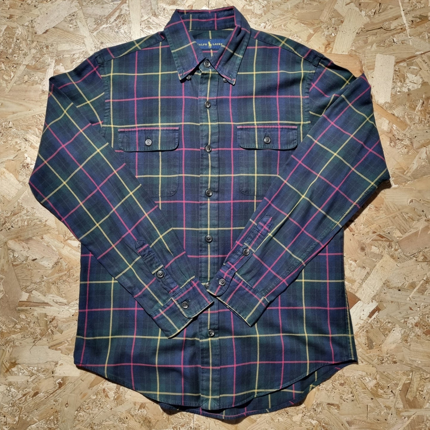 Ralph Lauren Oxford Shirt Check Tartan-  Size M - Red Green