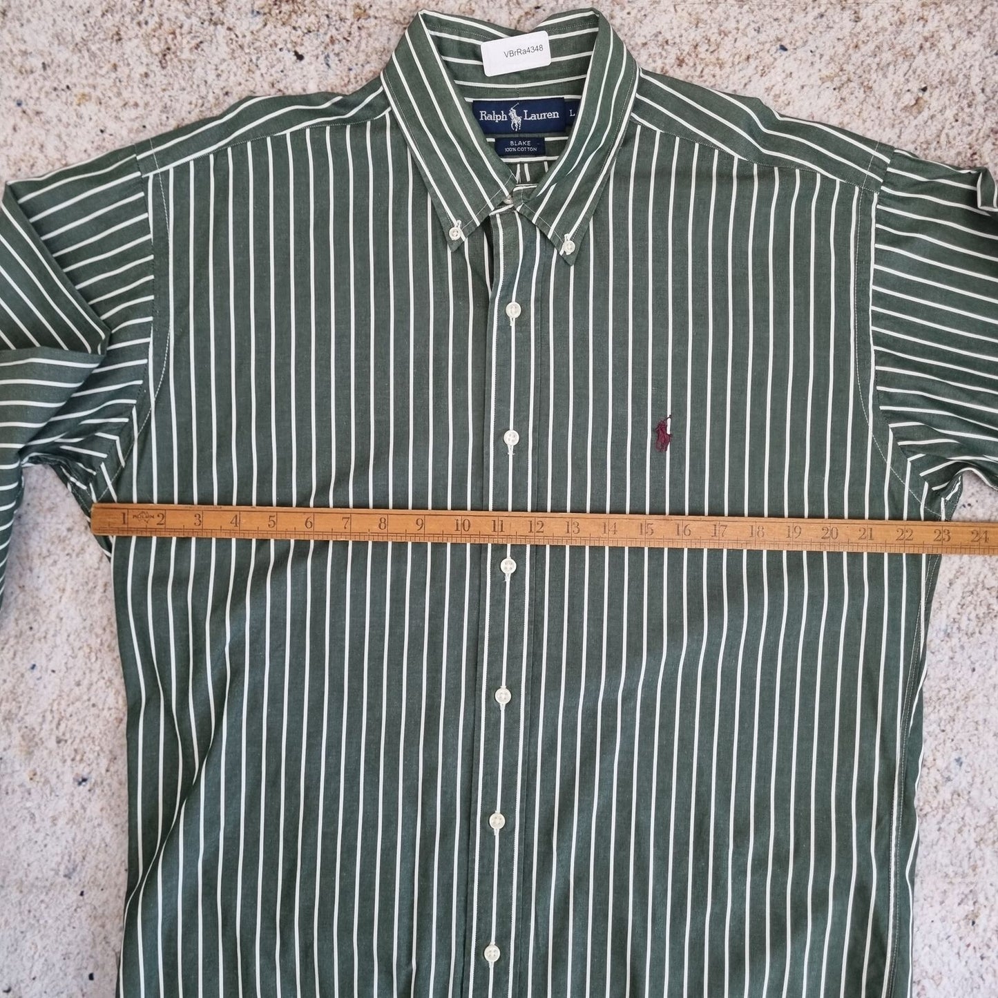 Ralph Lauren OXFORD SHIRT BLAKE 100% COTTON STRIPE - Green - Size L