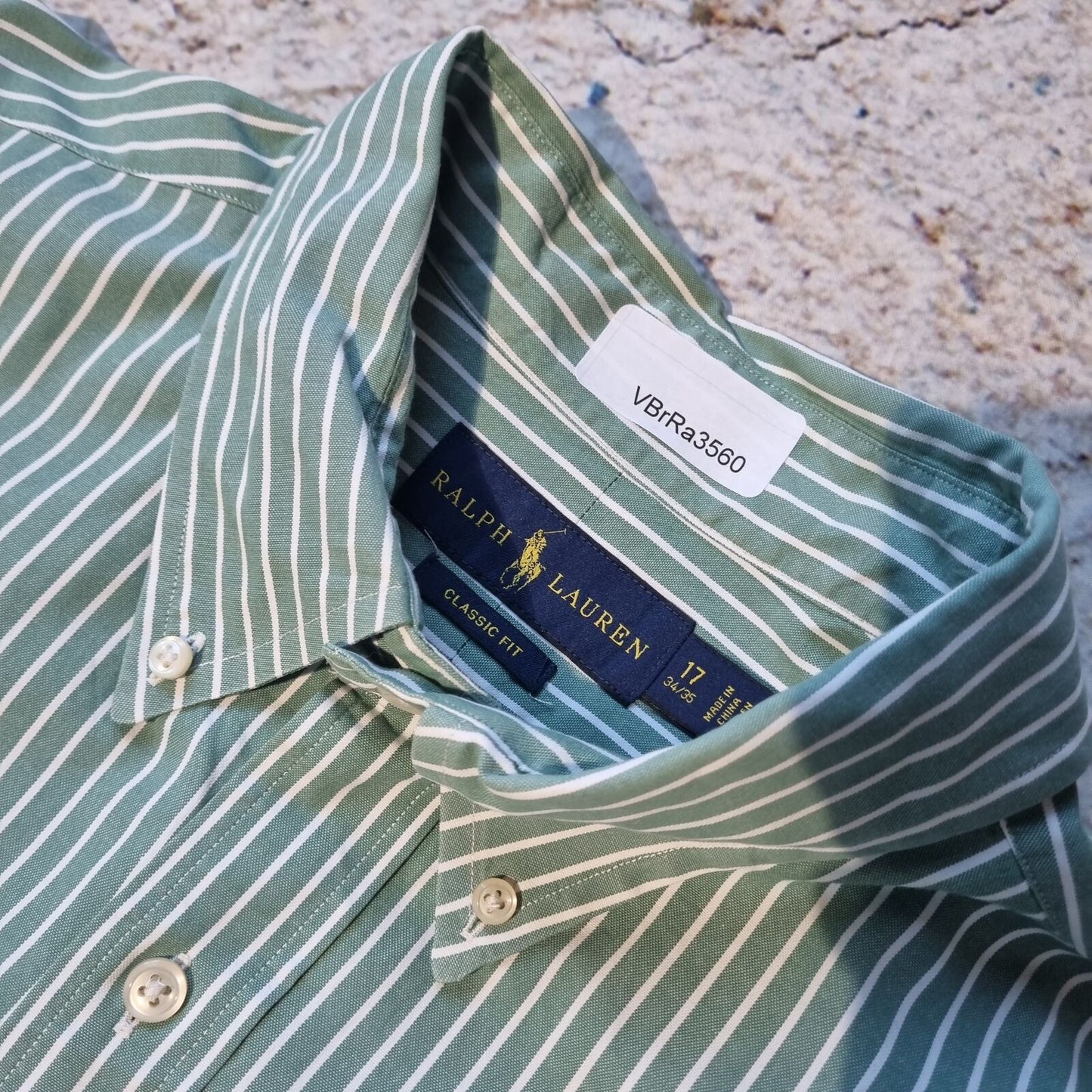 Ralph Lauren OXFORD SHIRT CLASSIC FIT STRIPE - Green - Size 17 34 35
