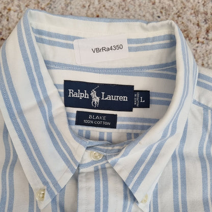 Ralph Lauren OXFORD SHIRT BLAKE 100% COTTON STRIPE - White - Size L