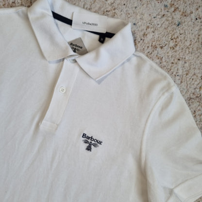 BARBOUR BEACON POLO SHIRT  - WHITE - Size M