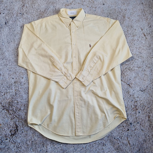 RALPH LAUREN OXFORD SHIRT YARMOUTH PLAIN - Yellow - Size 16.5 32/33