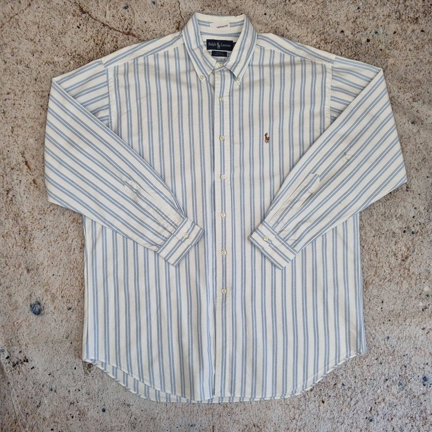 Ralph Lauren OXFORD SHIRT BLAKE 100% COTTON STRIPE - White - Size L