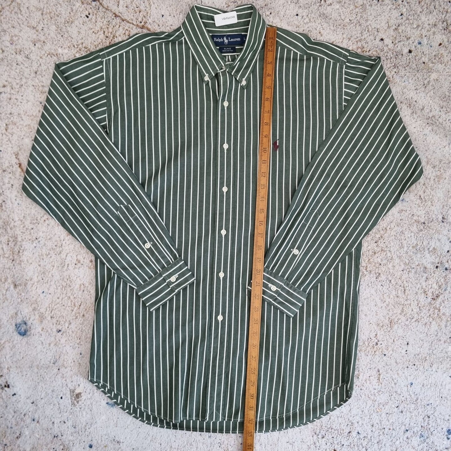 Ralph Lauren OXFORD SHIRT BLAKE 100% COTTON STRIPE - Green - Size L
