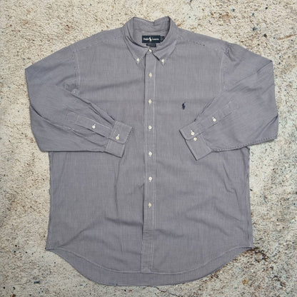 Ralph Lauren OXFORD SHIRT YARMOUTH CHECK PLAID - Blue - Size 17.5