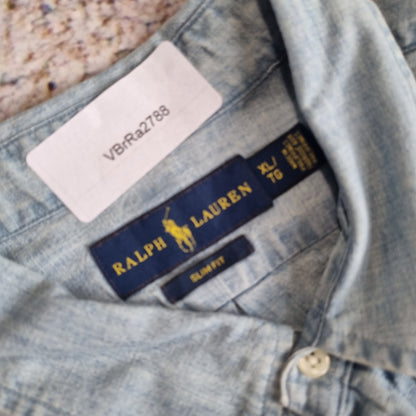 RALPH LAUREN OXFORD SHIRT SLIM FIT DENIM STYLE - Blue - Size XL